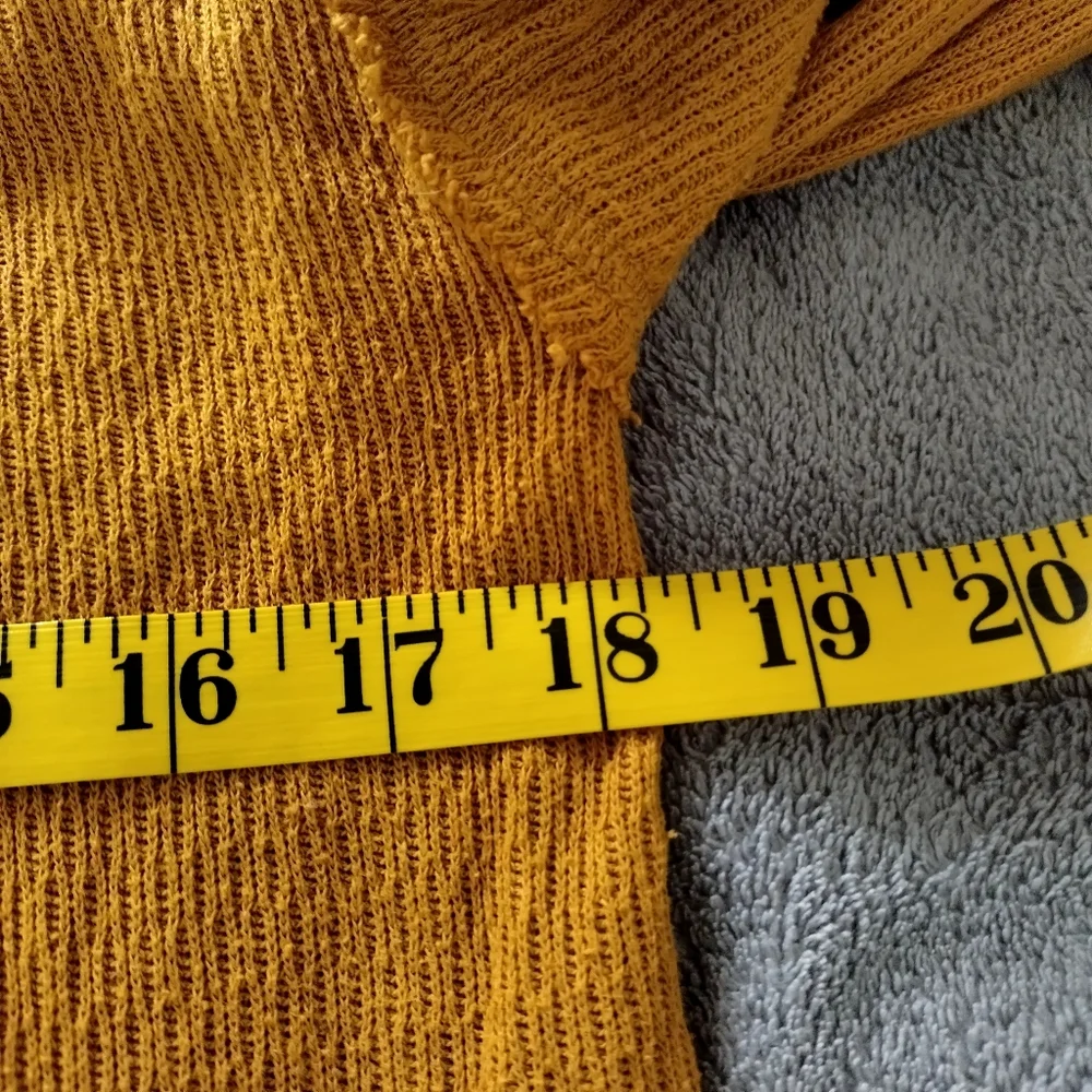 Free People We The Free Mustard Yellow Rainbow Embellished Thermal Top Sz S